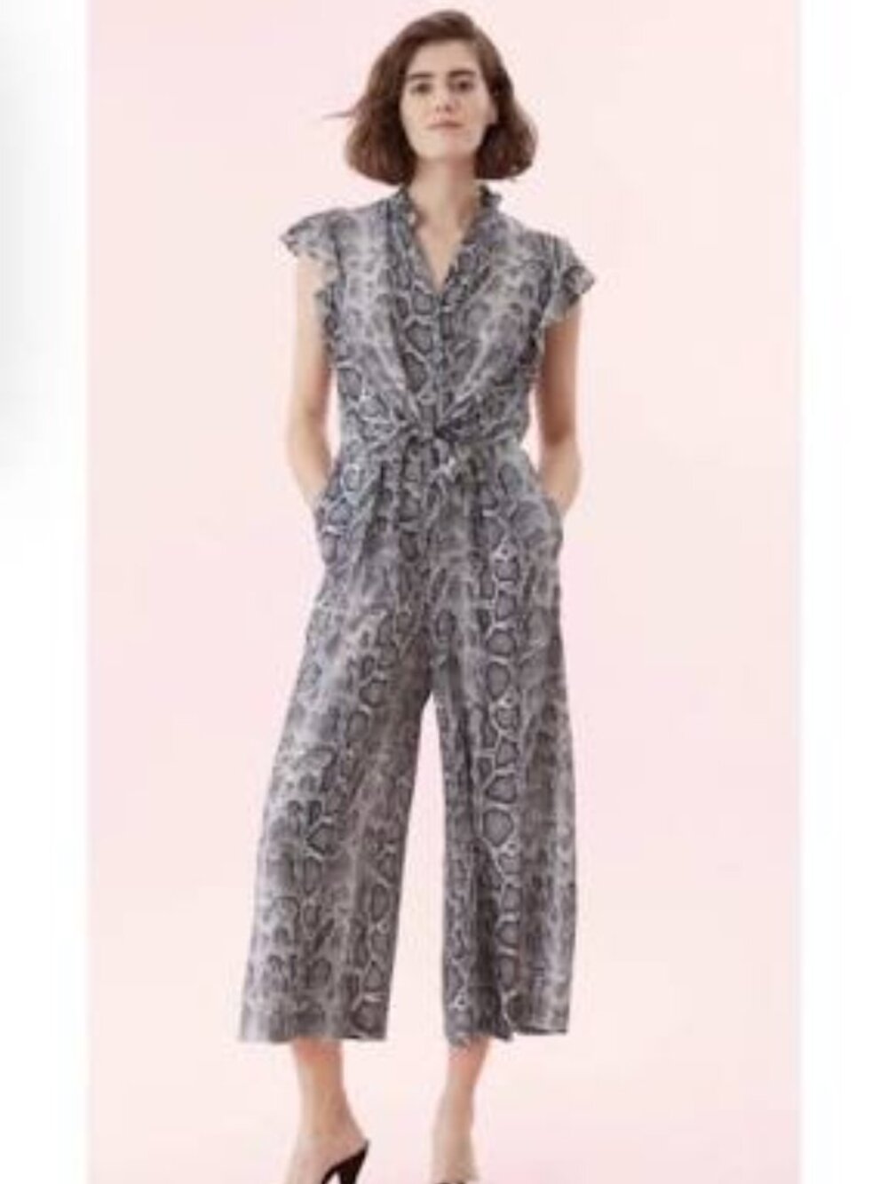 Rebecca Taylor Snakeskin 100% Silk Jumpsuit